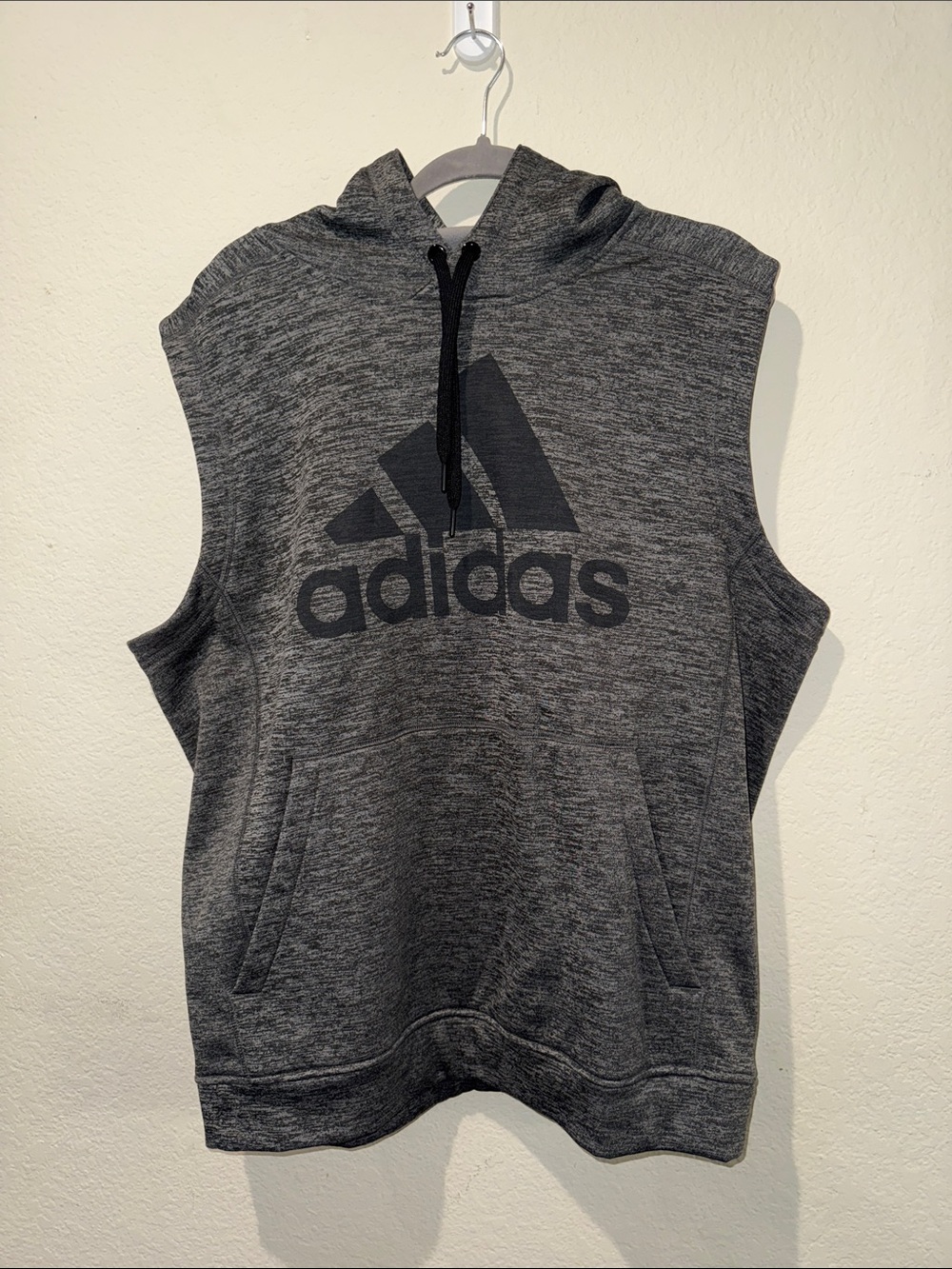 adidas Sleeveless Hooded Pullover in Charcoal Gray